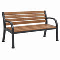 Ławka ogrodowa 120 x 60 x 85 cm z drewna i stali brązowo-czarna nowoczesna