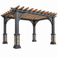 Pergola ogrodowa 400 x 300 x 250 cm stalowa czarna z drewnianym zadaszeniem