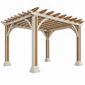 Pergola ogrodowa 300 x 300 x 250 cm drewniana biało brązowa z ażurowym dachem