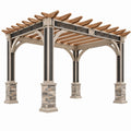 Pergola ogrodowa 300 x 300 x 270 cm z metalową konstrukcją i drewnianym dachem ażurowym