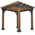 Pergola ogrodowa 300 x 300 x 240 cm stal i drewno brązowa czarna - zadaszenie listwowe