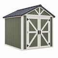 Domek ogrodowy 210 x 150 x 210 cm - drewniany zielony z dachem dwuspadowym
