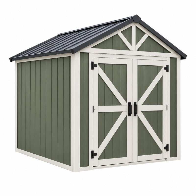 Domek ogrodowy 210 x 150 x 210 cm - drewniany zielony z dachem dwuspadowym