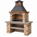 Grill ogrodowy 120 x 70 x 210 cm z okładziną kamienną i stalowym rusztem