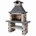 Grill ogrodowy 120 x 70 x 220 cm z kamienia szary z kominem i rusztem